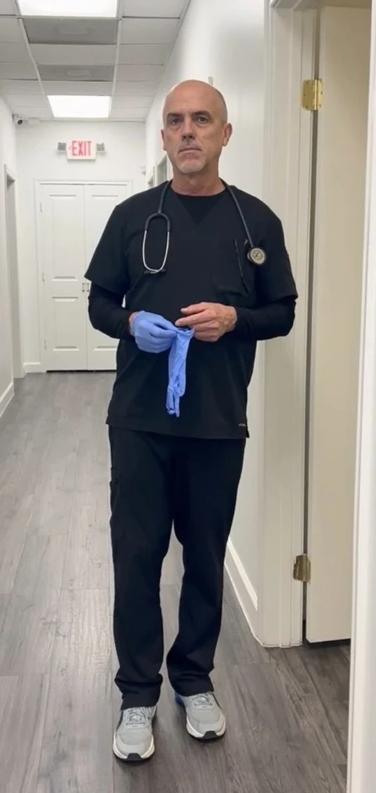 Médico principal de Clínica Mundo Latino en el pasillo de la clínica